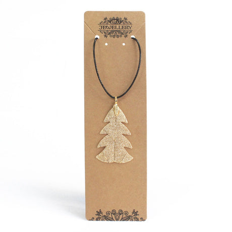 Real Fir Leaf Pendant Necklace Gold - SHAMTAM.COM