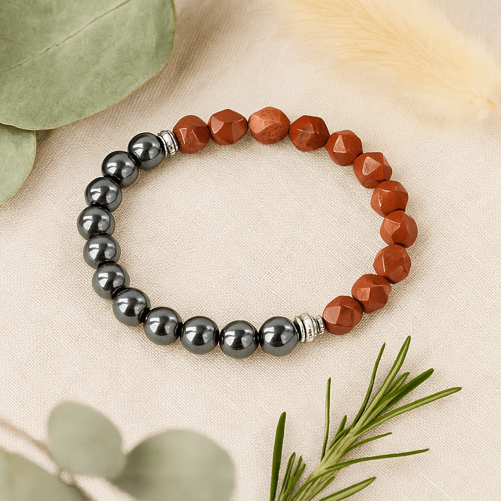 Red Jasper Bracelet Magnetic Faceted Gemstone - SHAMTAM.COM