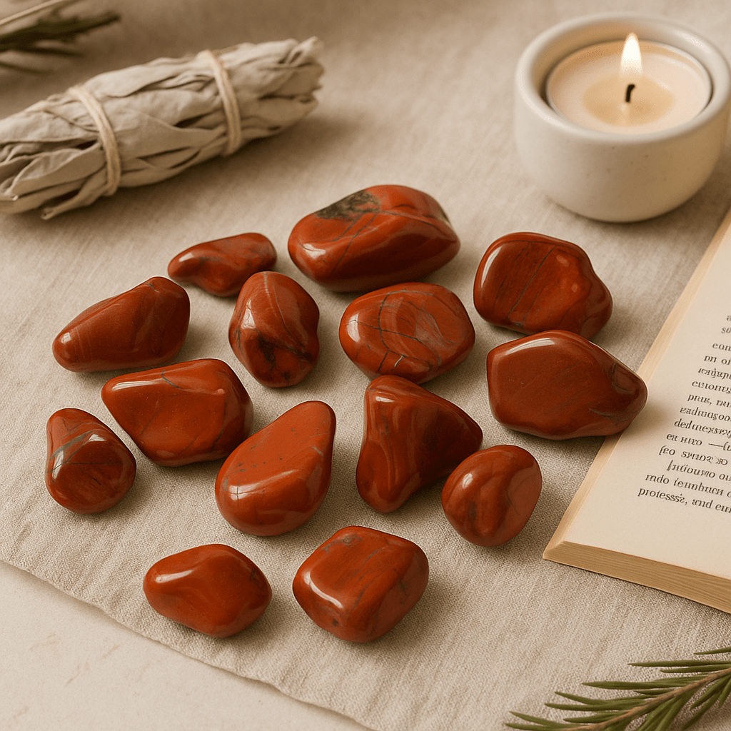Red Jasper Tumbled Stones 12 Pieces - SHAMTAM.COM
