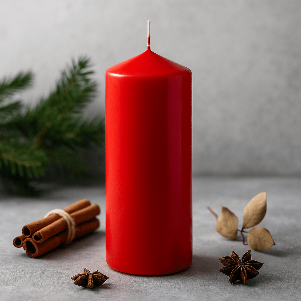 Red Pillar Candle Single 80 x 250 mm - SHAMTAM.COM