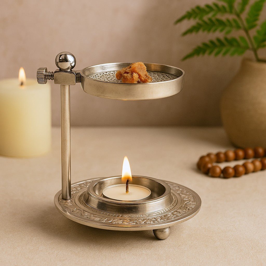 Resin Incense Burner, Adjustable Height Plated Brass - SHAMTAM.COM