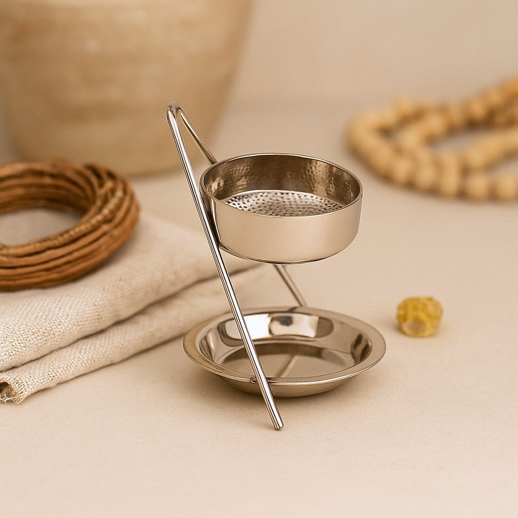 Resin Incense Burner With Mesh, Plated Brass - SHAMTAM.COM
