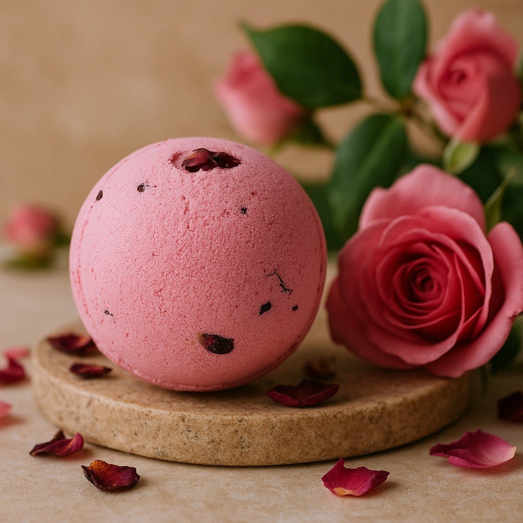 Rose Bath Bomb With Petals And Shea Butter - SHAMTAM.COM