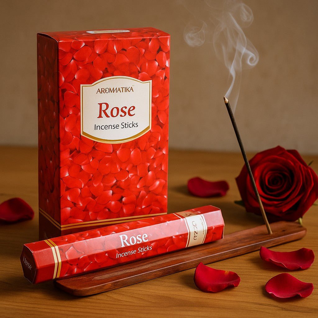 Rose Incense Sticks Charcoal Free Hex Aromatika - SHAMTAM.COM