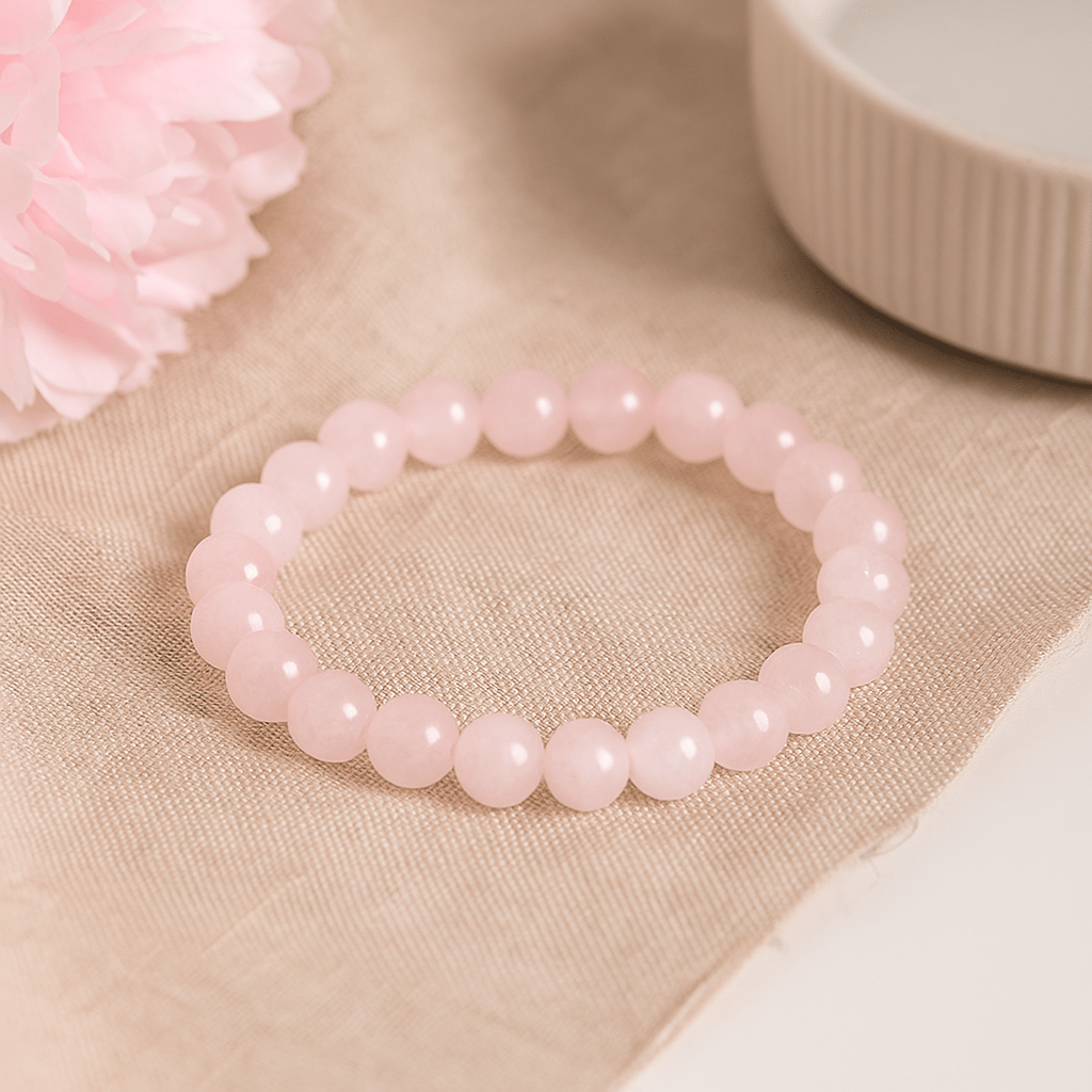 Rose Quartz 8mm Beaded Stretch Bracelet - SHAMTAM.COM