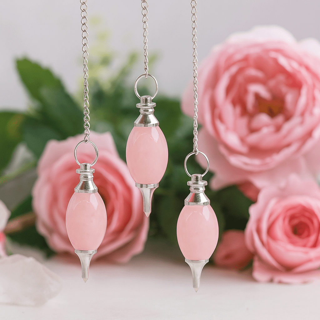 Rose Quartz Crystal Pendulum Lingam Shape - SHAMTAM.COM