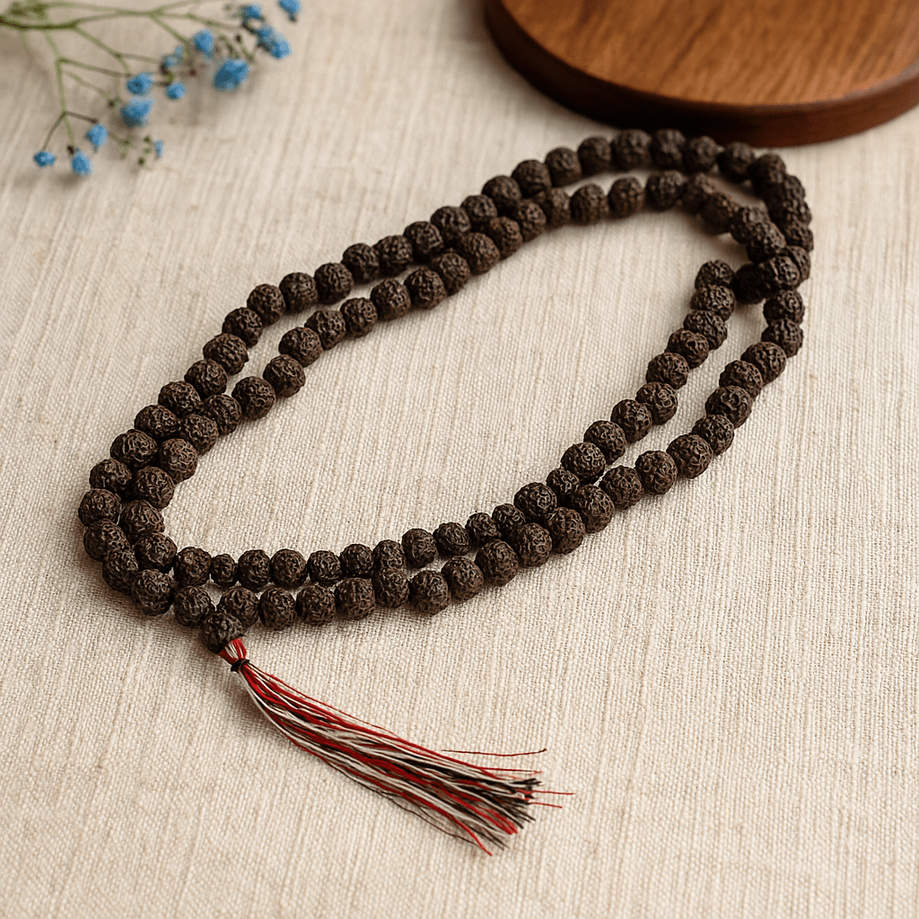 Rudraksha Japa Mala 108 Beads Dark - SHAMTAM.COM