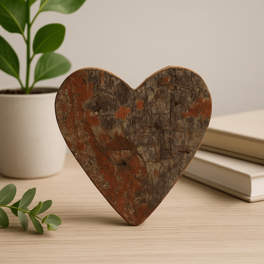 Rustic Bark Heart Decoration 7 cm - SHAMTAM.COM