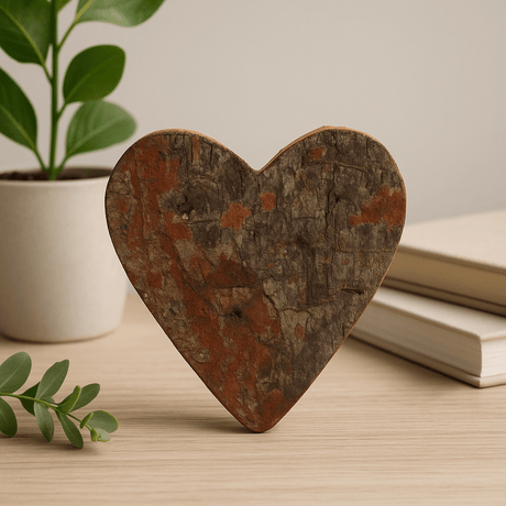 Rustic Bark Heart Decoration 7 cm - SHAMTAM.COM