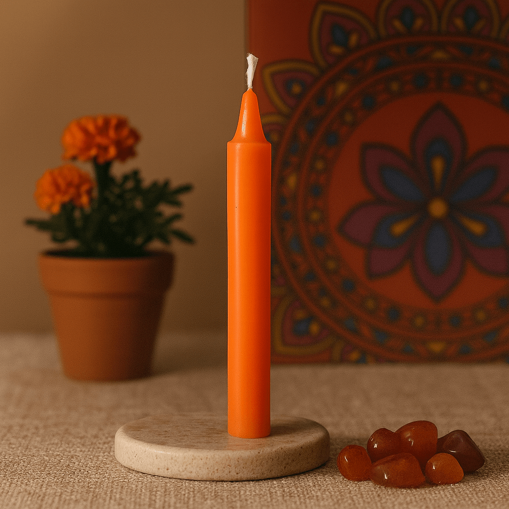 Sacral Chakra Candles Orange Pack of 12 - SHAMTAM.COM