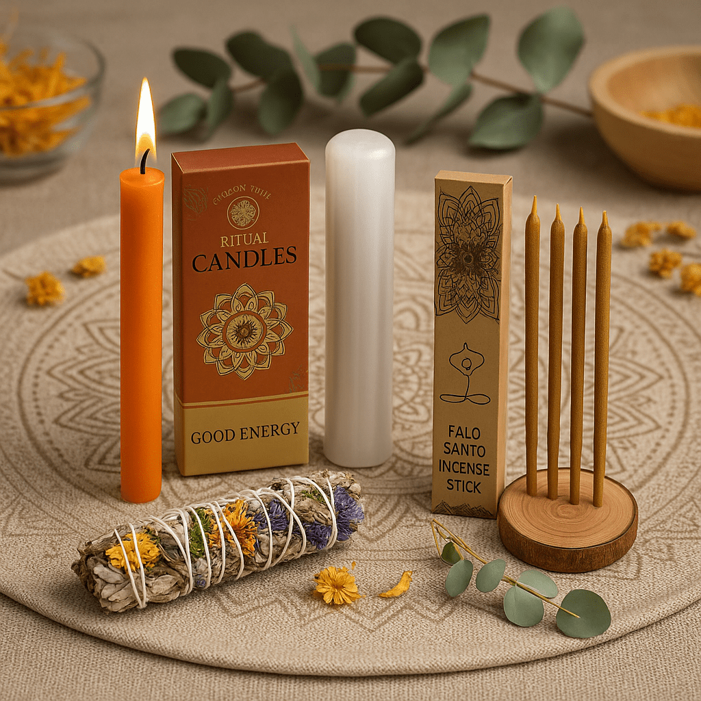 Sage Smudge Kit With Palo Santo, 10 Candles - SHAMTAM.COM