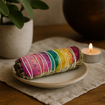 Sage Smudge Stick 7 Chakras Rose Petals 10cm - SHAMTAM.COM