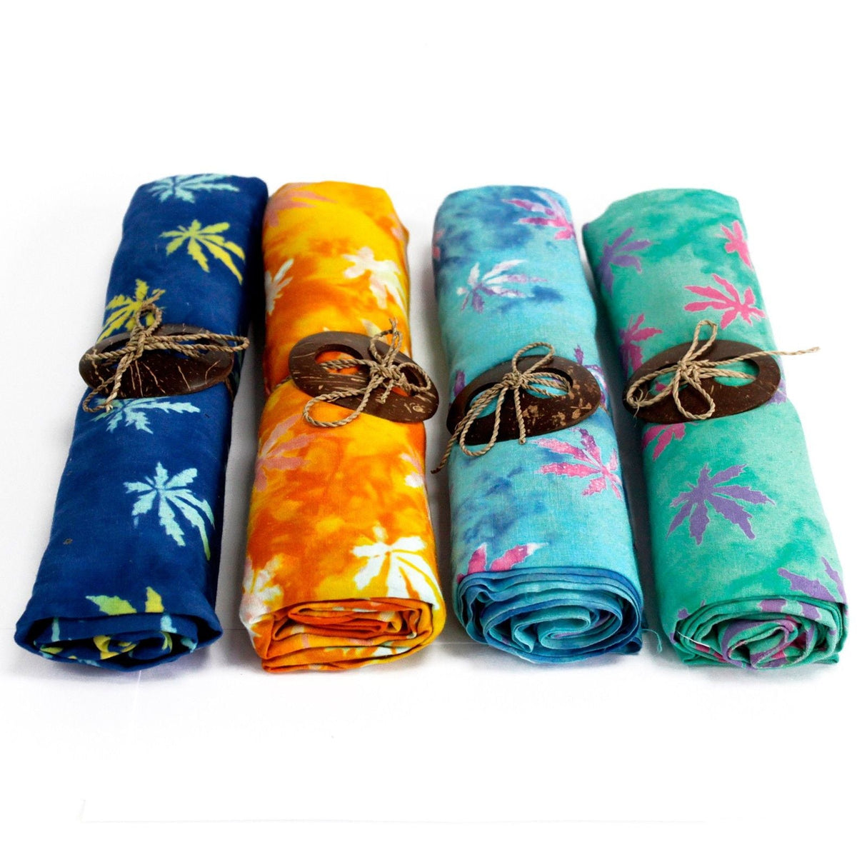 Sarong Bali Tropical Leaves Block Print, 4 Colors - SHAMTAM.COM