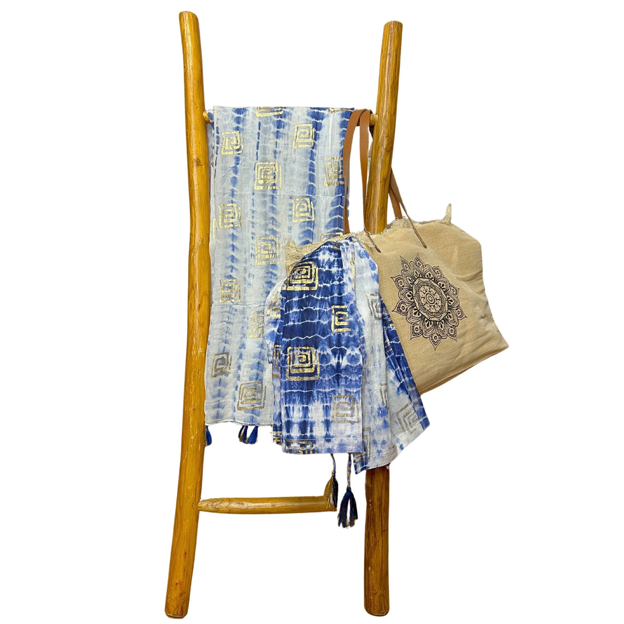 Nomad Sari On the Med Collection - Pario - Blue Tie Dye & Blockprint - SHAMTAM.COM