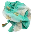 Nomad Sari On the Med Collection - Pario - White & Turquoise Gold Turtle Design - SHAMTAM.COM