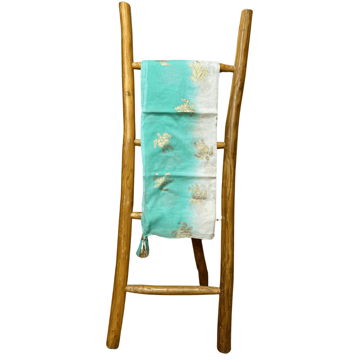 Nomad Sari On the Med Collection - Pario - White & Turquoise Gold Turtle Design - SHAMTAM.COM