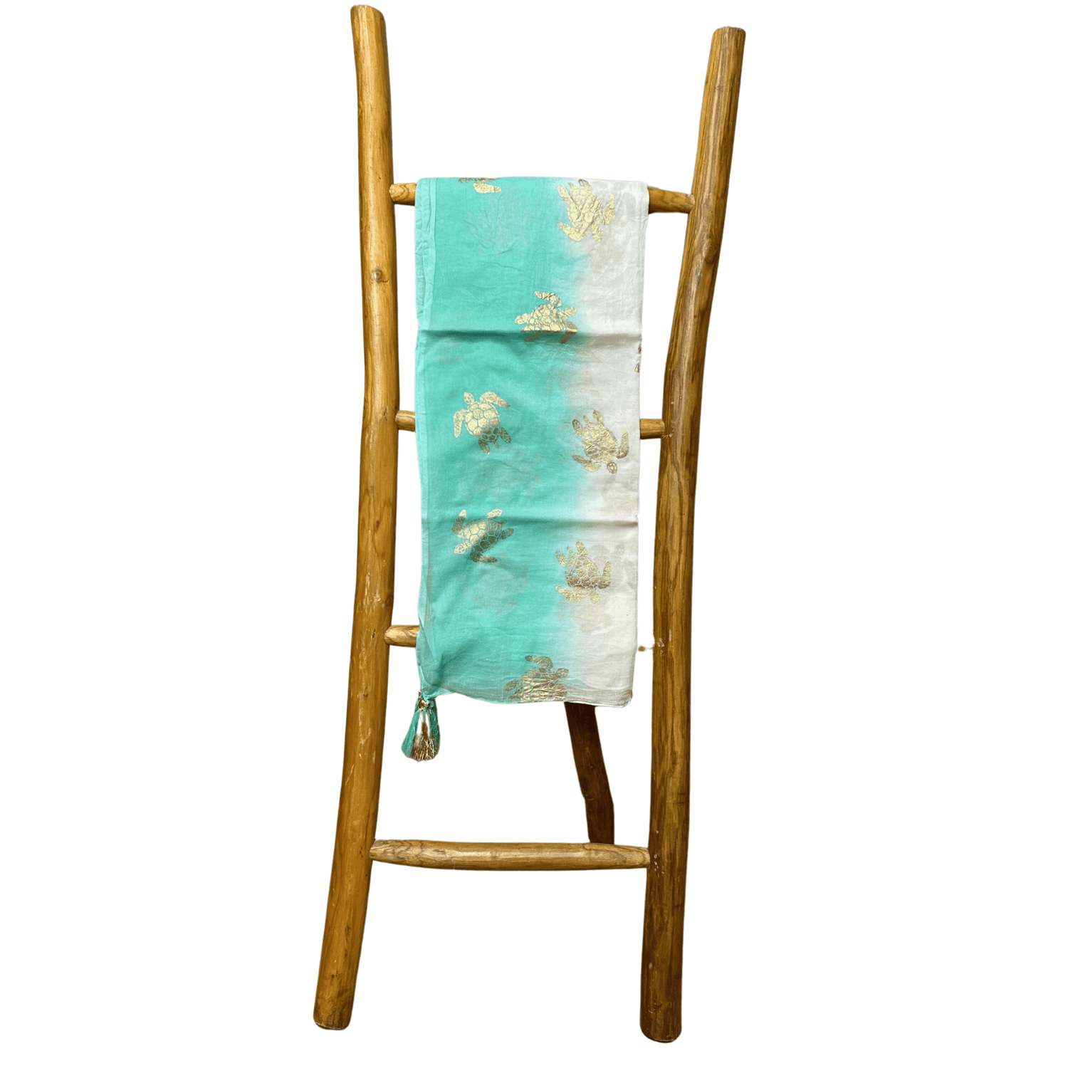 Nomad Sari On the Med Collection - Pario - White & Turquoise Gold Turtle Design - SHAMTAM.COM