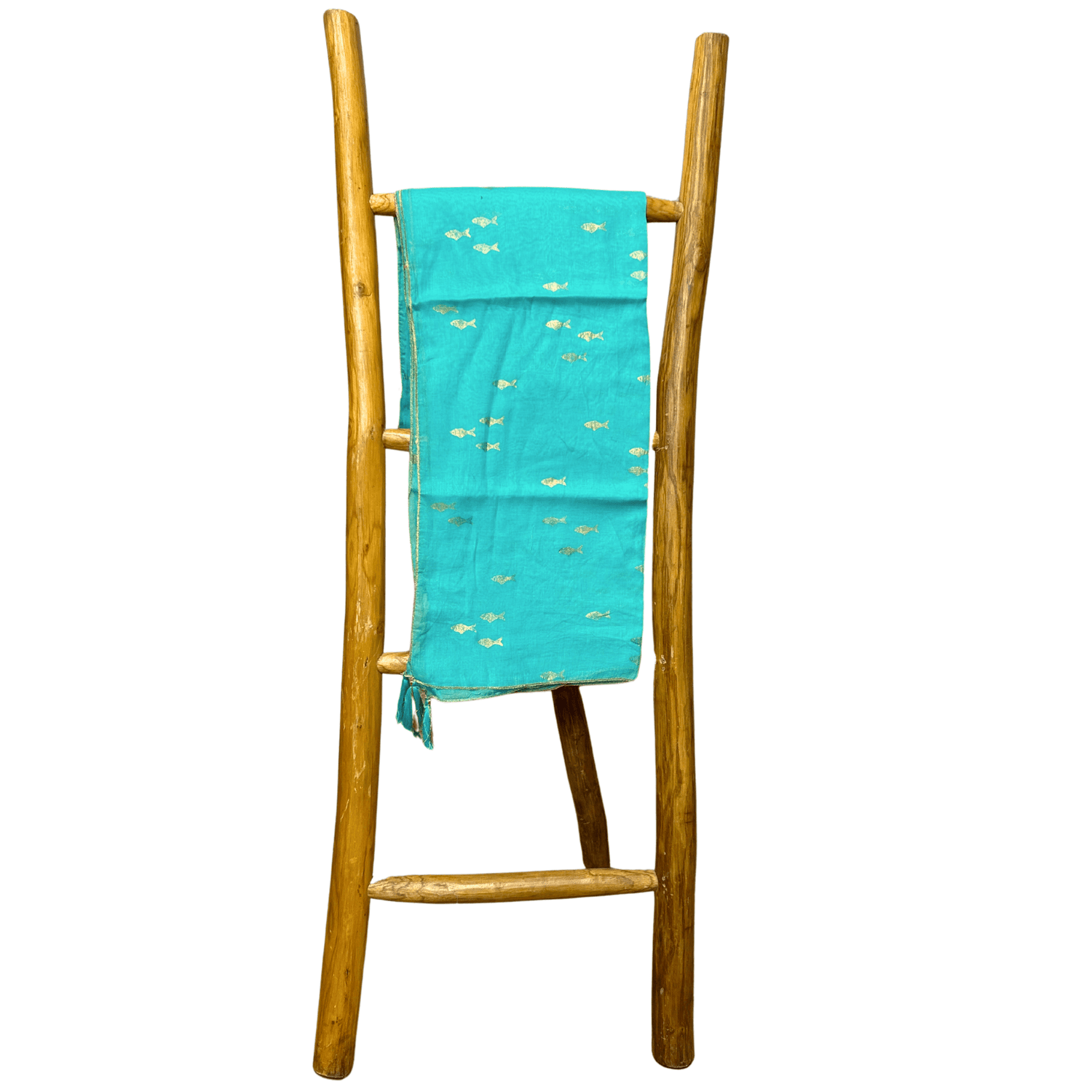 Nomad Sari On the Med Collection - Pario - Turquoise & Gold Fish Design - SHAMTAM.COM