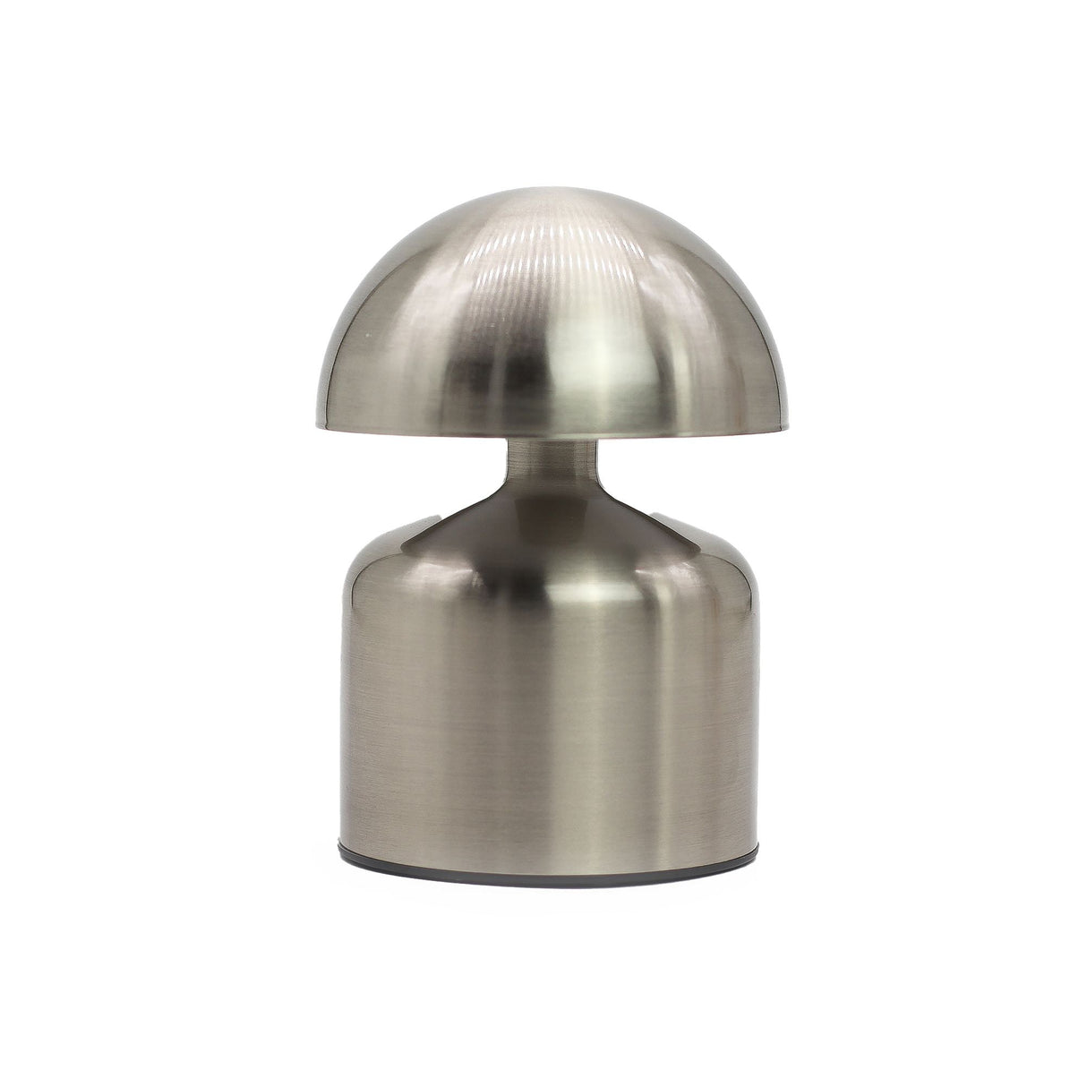 Satin Silver Mushroom Touch Table Lamp, USB‑C Rechargeable - SHAMTAM.COM