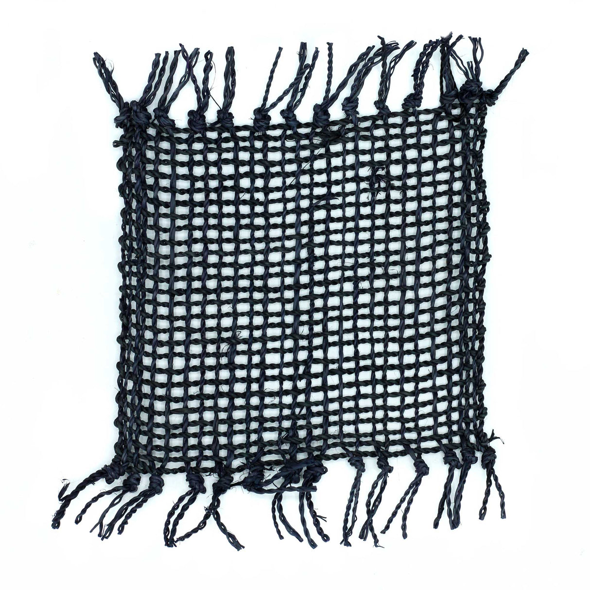 Set of 4 Seagrass Fringe Natural Coasters - Black - SHAMTAM.COM