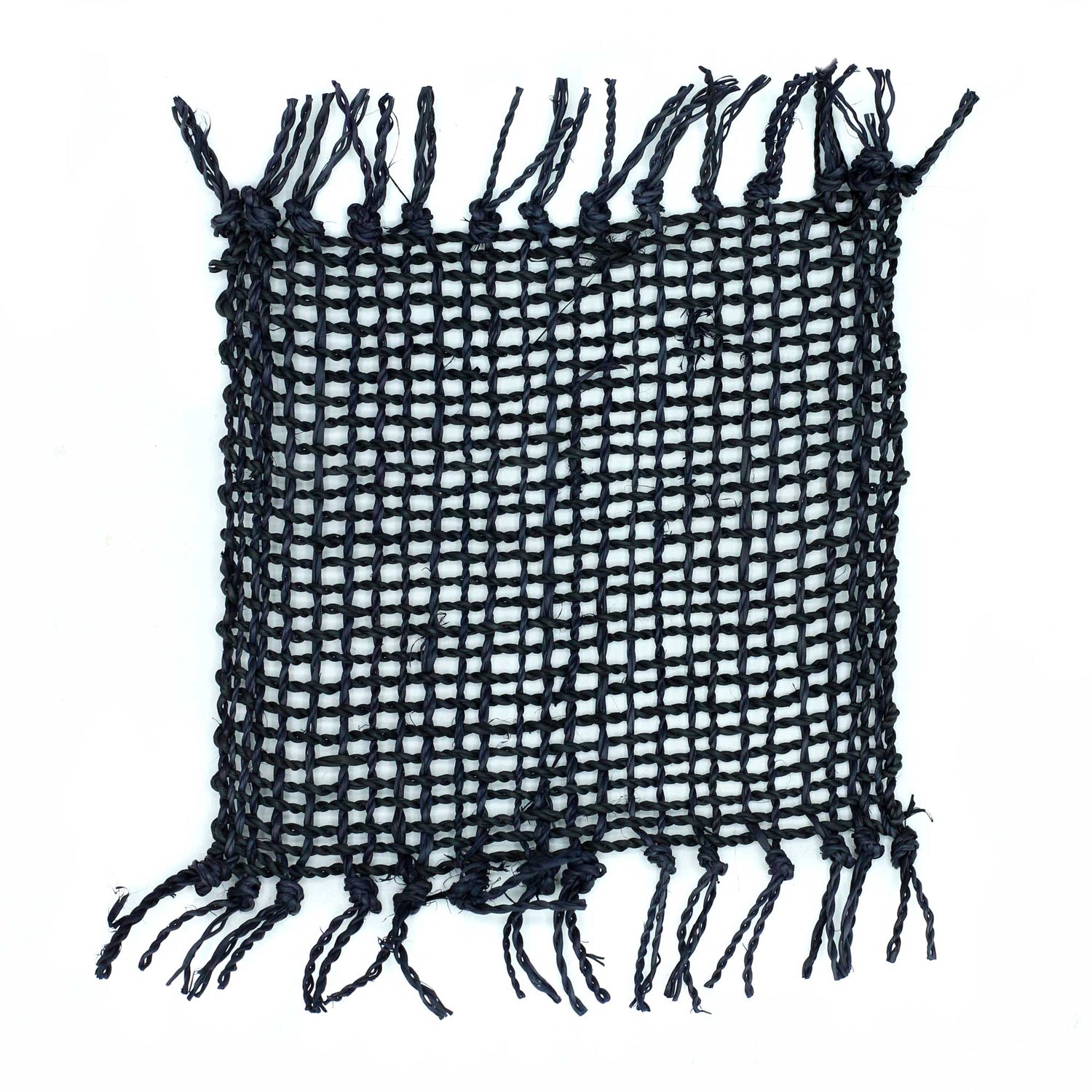 Set of 4 Seagrass Fringe Natural Coasters - Black - SHAMTAM.COM