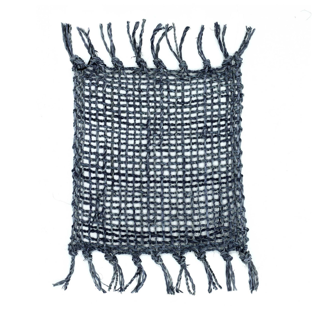 Set of 4 Seagrass Fringe Natural Coasters - Charcoal - SHAMTAM.COM