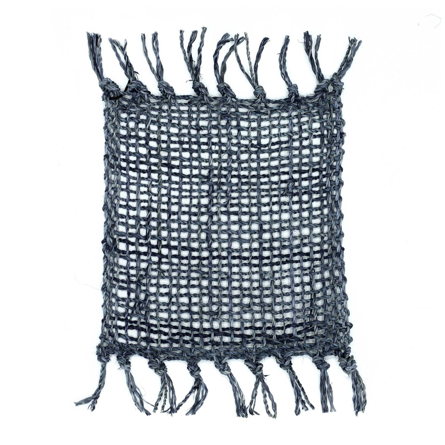 Set of 4 Seagrass Fringe Natural Coasters - Charcoal - SHAMTAM.COM