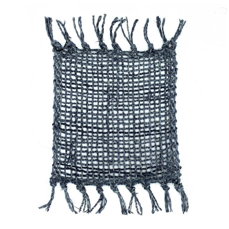 Set of 4 Seagrass Fringe Natural Coasters - Charcoal - SHAMTAM.COM