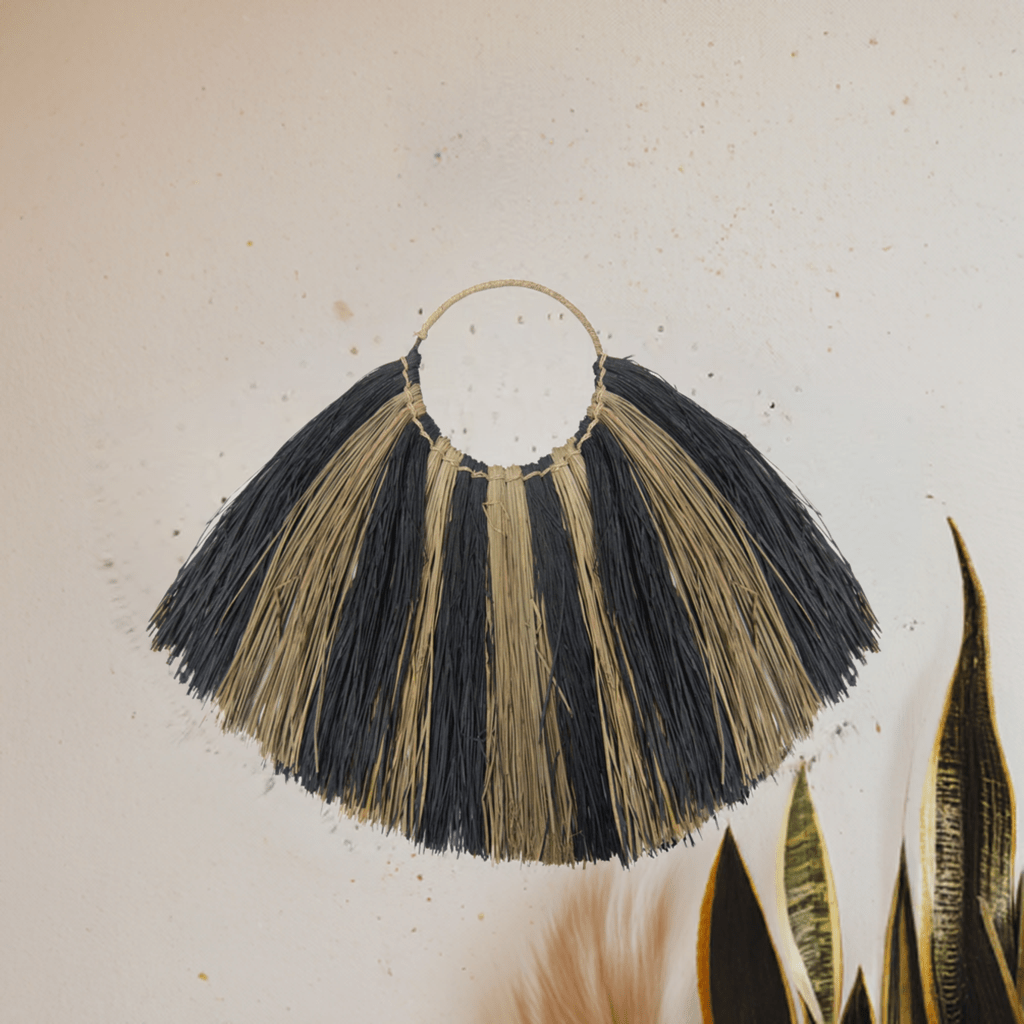 Large Seagrass Fan Wall Decor - Zebra - SHAMTAM.COM