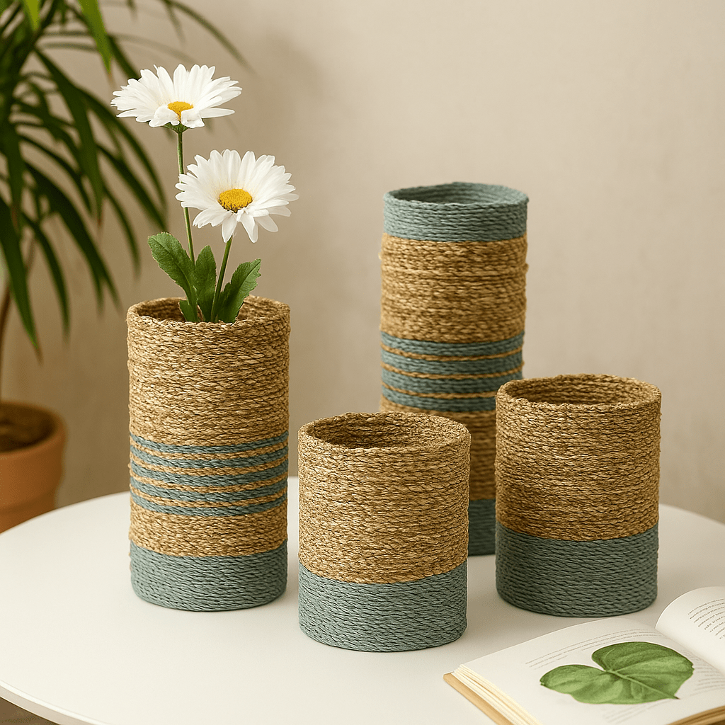 Seagrass Raffia Vases And Bins, 2 Each - SHAMTAM.COM