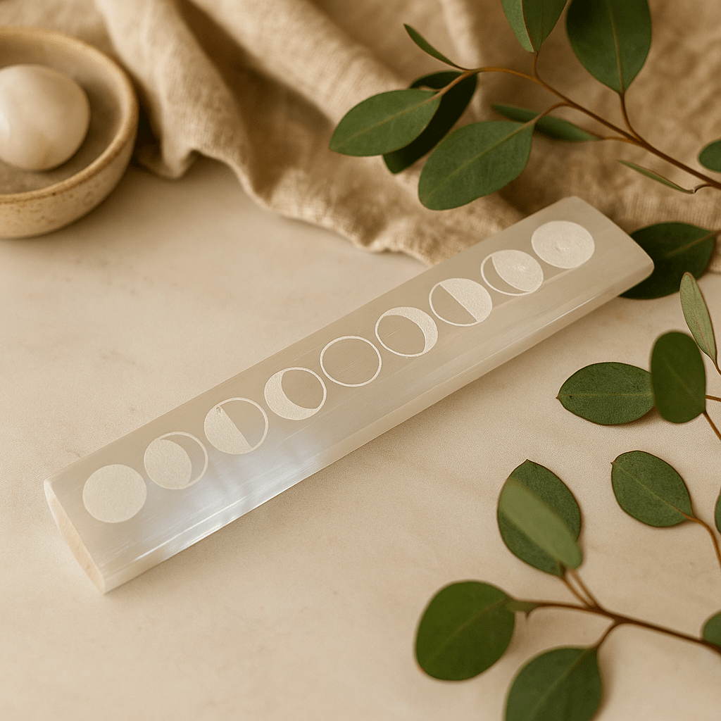 Selenite Charging Plate Moon Phases 20cm - SHAMTAM.COM
