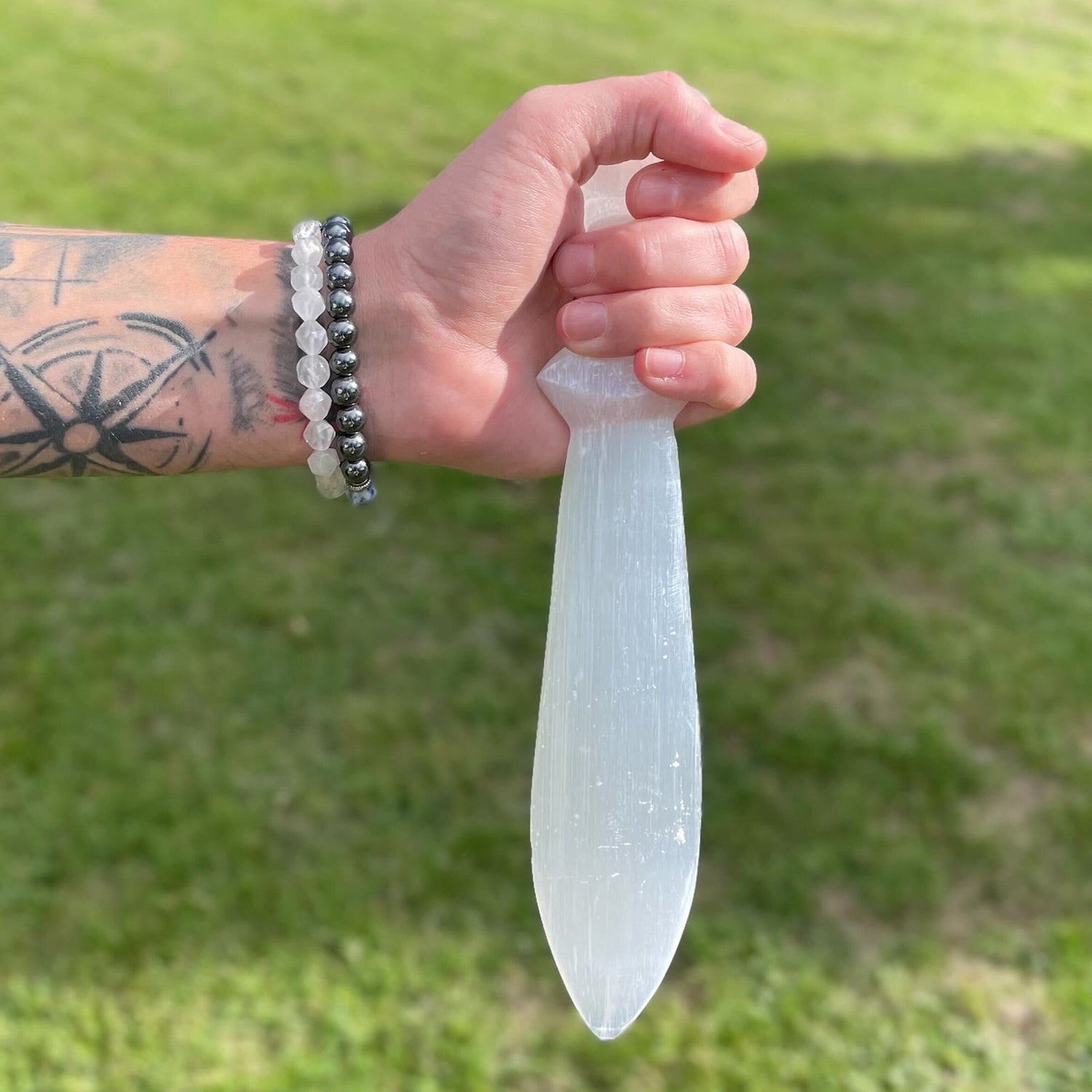 Selenite Ritual Knife - Spiral 25cm - SHAMTAM.COM