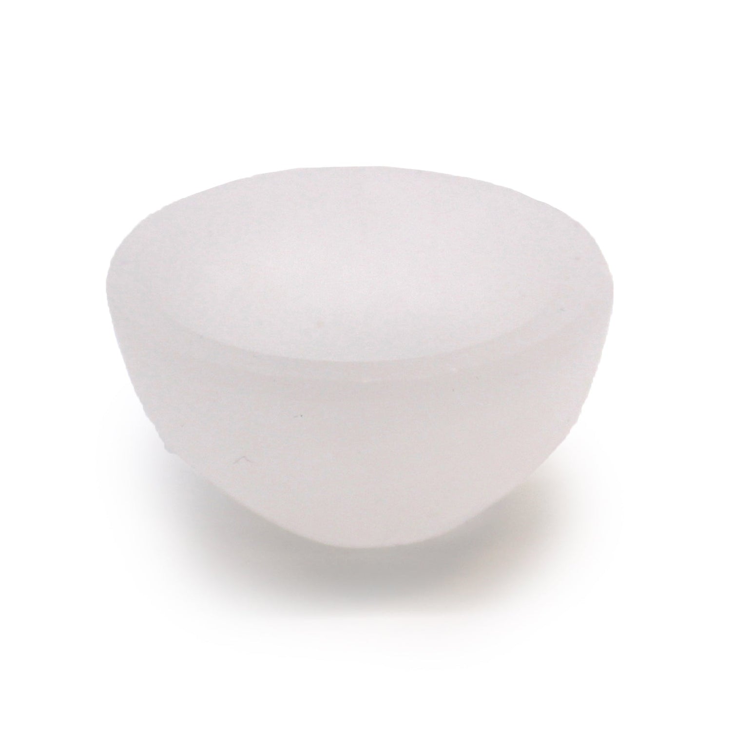 6cm smooth polished translucent white Selenite round bowl from Morocco for decoration and spiritual use