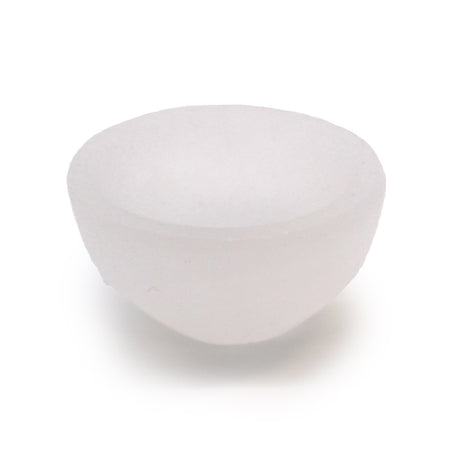6cm smooth polished translucent white Selenite round bowl from Morocco for decoration and spiritual use