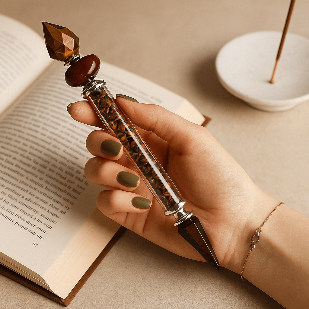 Shiva Lingam Crystal Wand - Tiger Eye - SHAMTAM.COM