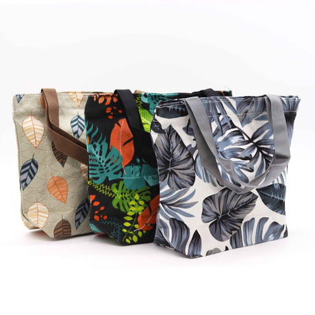 Durable Tropical Handy Quick Shop Bag with Elegant Botanical Patterns - Assorted Designs, 32x23x10cm - SHAMTAM.COM