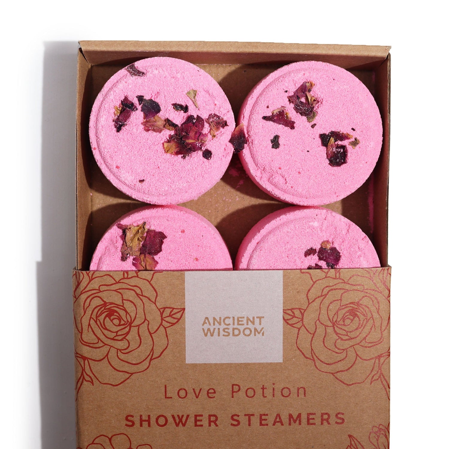 Love Potion Shower Steamers Gift Set - 4 Vegan - Friendly Aromatherapy Steamers with All - Natural Essential Oils - Made in Sheffield, UK - SHAMTAM.COM