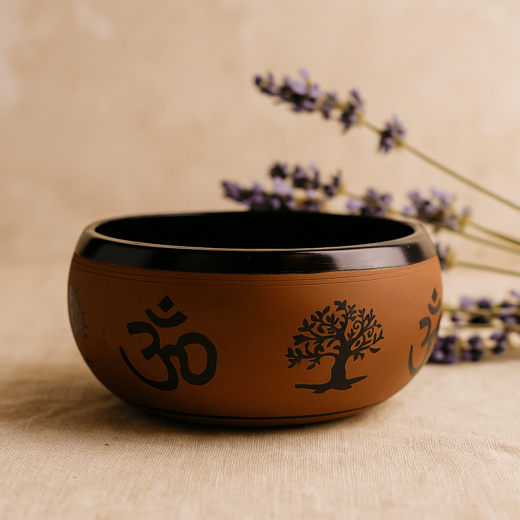 Singing Bowl Earth Powder Clay Om Buddha 16cm - SHAMTAM.COM