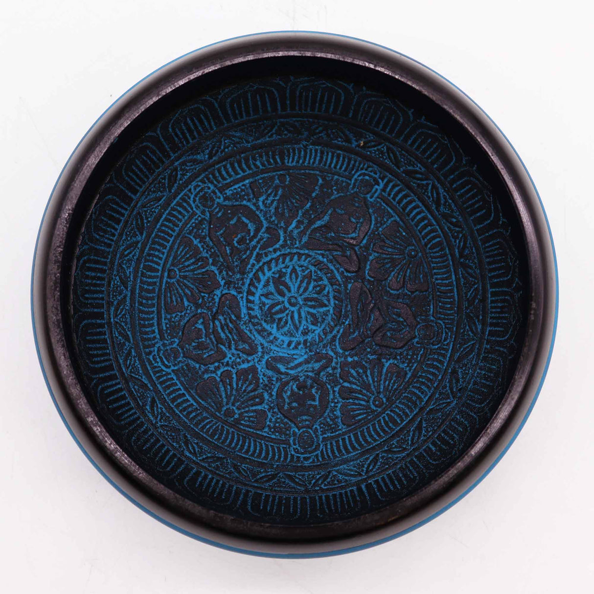 Singing Bowl - Earth Powder Blue Mantra Five Buddha - 16cm - SHAMTAM.COM