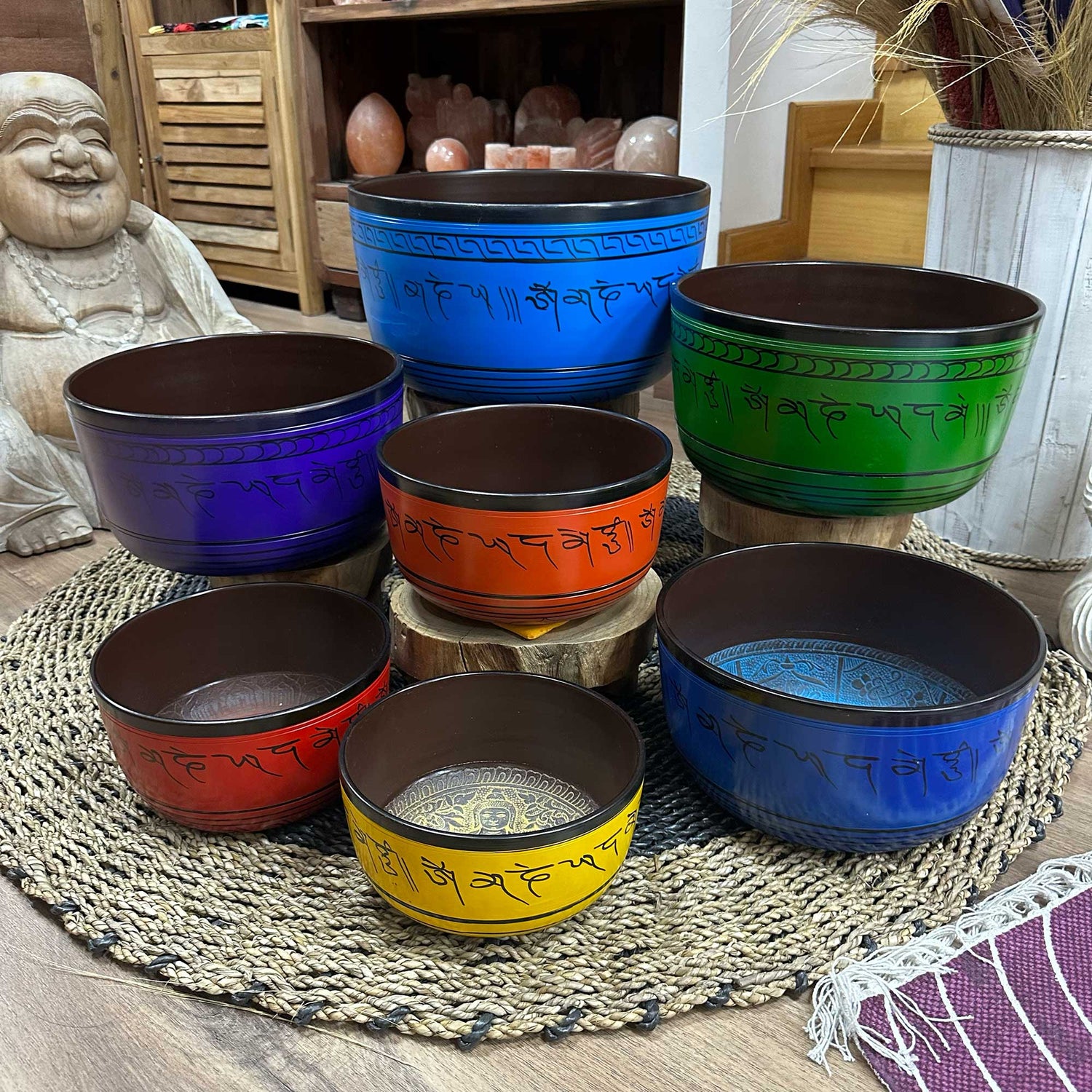 Large Chakra Set of Seven Singing Bowls (19.5 - 35cm) - SHAMTAM.COM