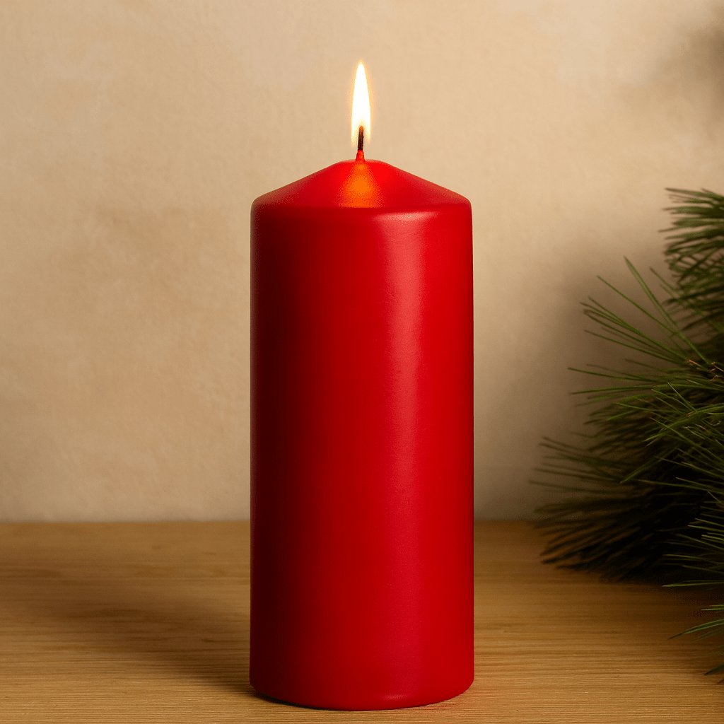 Single Red Pillar Candle, 80 x 200 mm - SHAMTAM.COM
