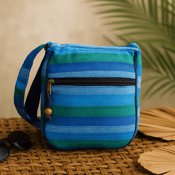 Sling Bag Adjustable Strap Blue Nepal - SHAMTAM.COM