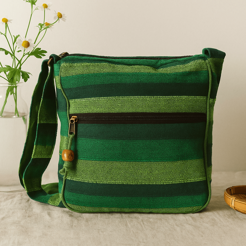 Sling Bag Nepal Forest Green Adjustable Strap - SHAMTAM.COM