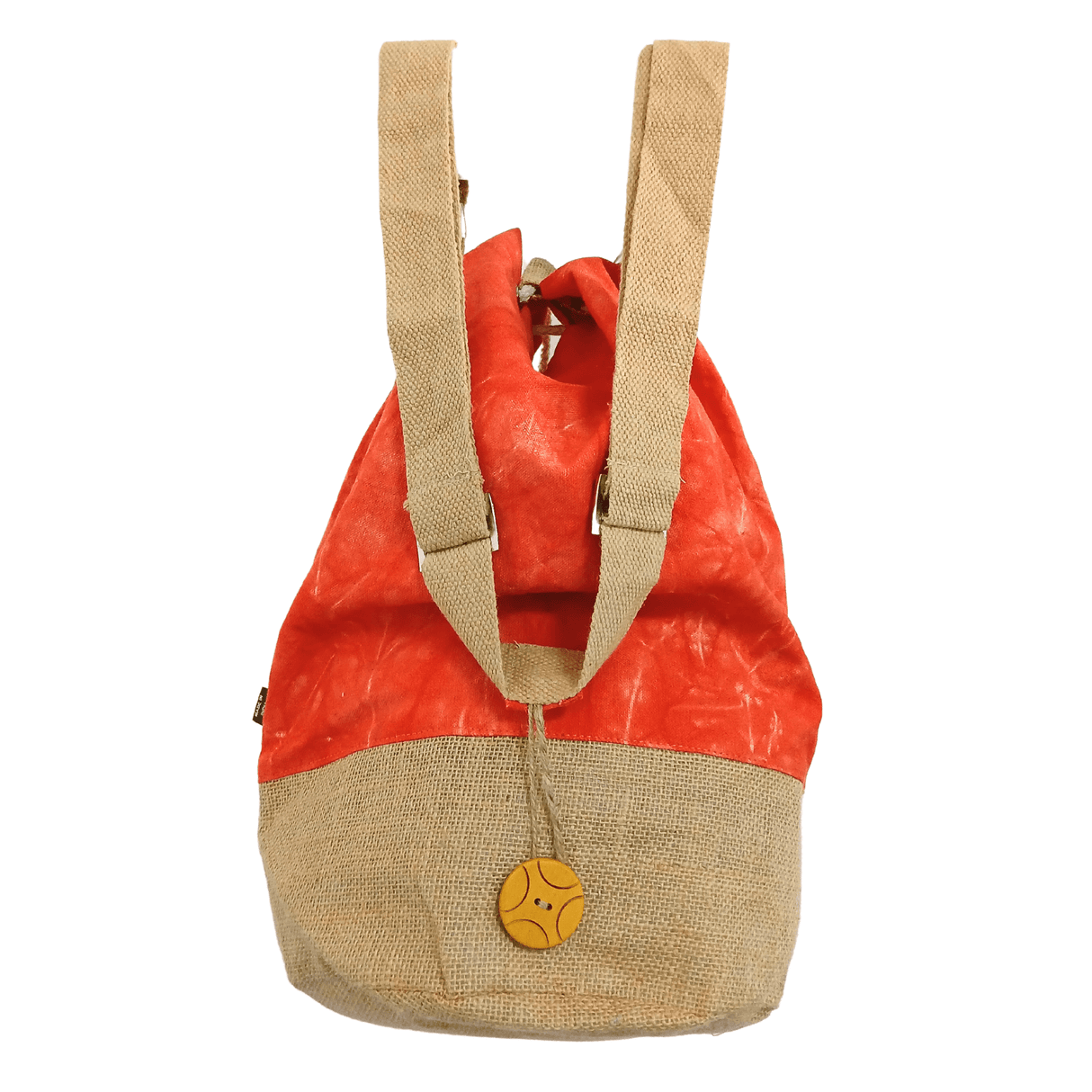 Eco - Friendly Orange Stonewash Sling Bag with Namaste Hand Design and Adjustable Strap - SHAMTAM.COM