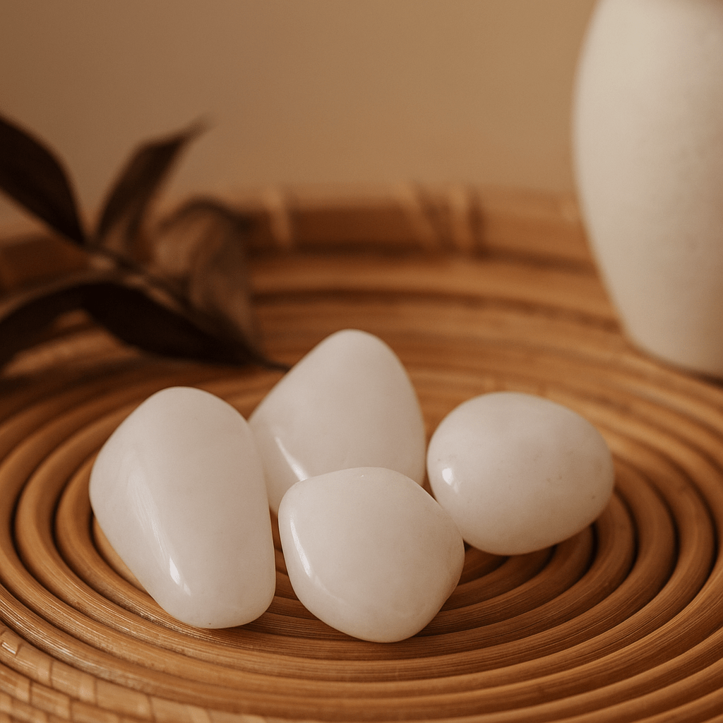 Snow Quartz Tumbled Stones, Set of 24 - SHAMTAM.COM