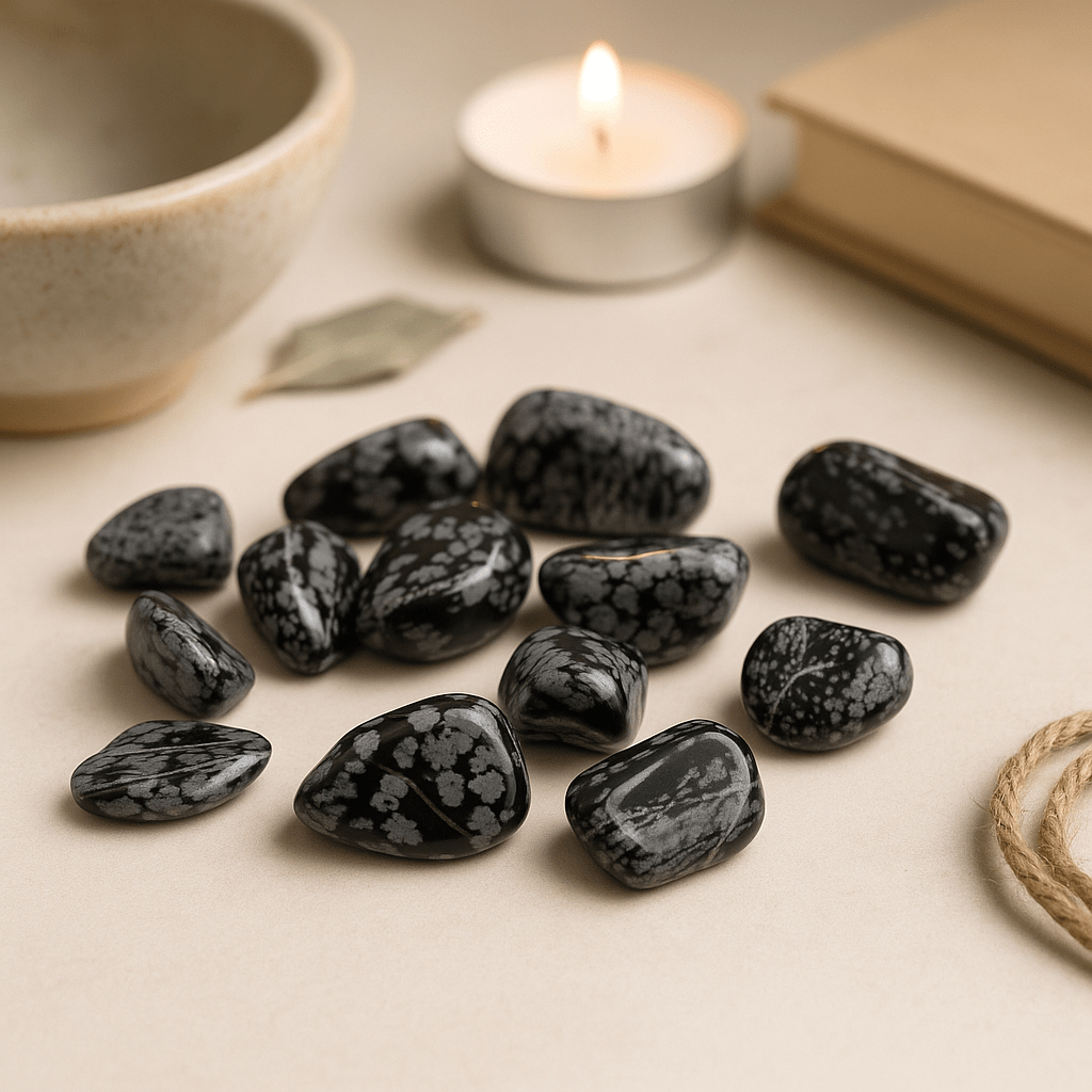 Snowflake Obsidian Tumbled Stones, 24 Pieces - SHAMTAM.COM