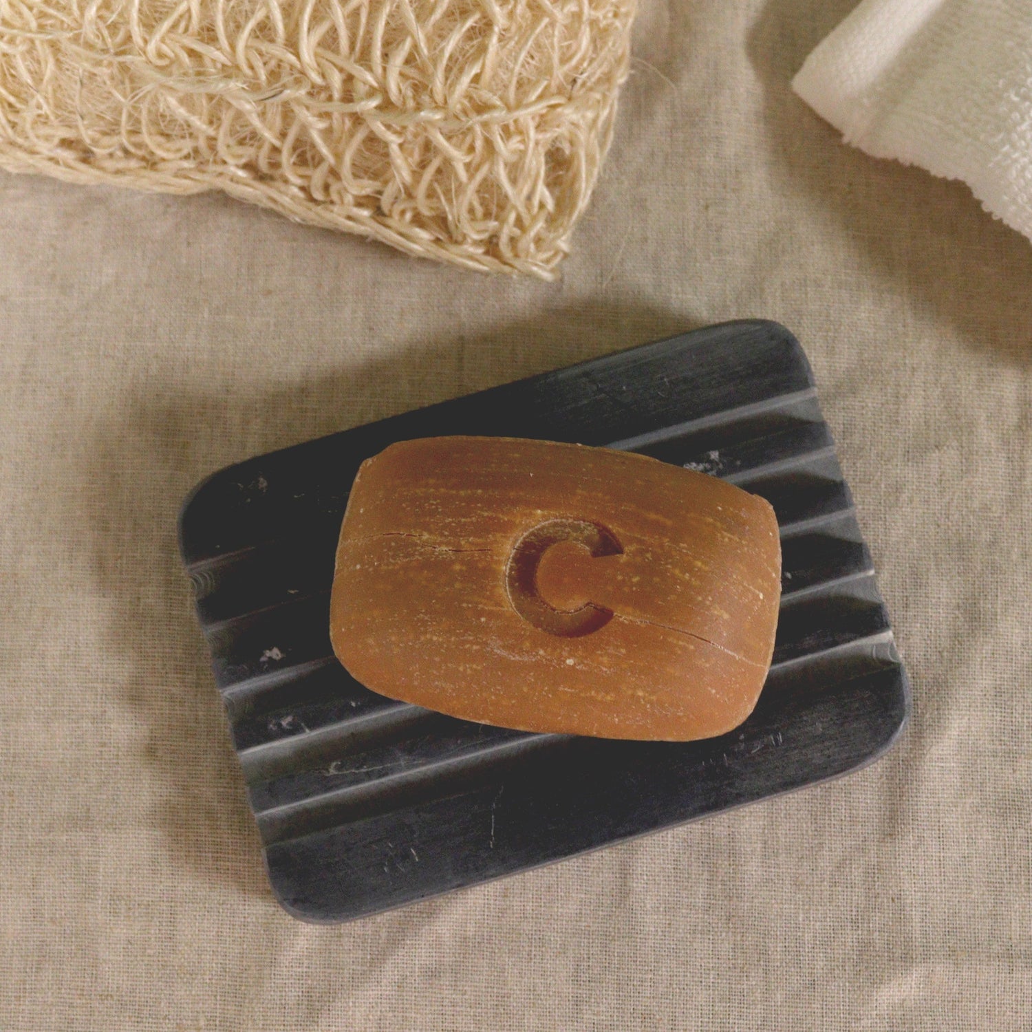 Elegant Grey Soapstone Soap Dish with Heavy Ridges - Durable, Water - Resistant, and Perfectly Sized at 12x8.5cm - SHAMTAM.COM