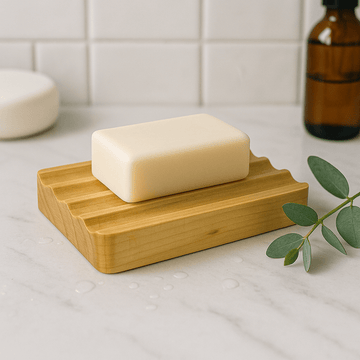 Hemu Wood Soap Dish - Corrugated - SHAMTAM.COM