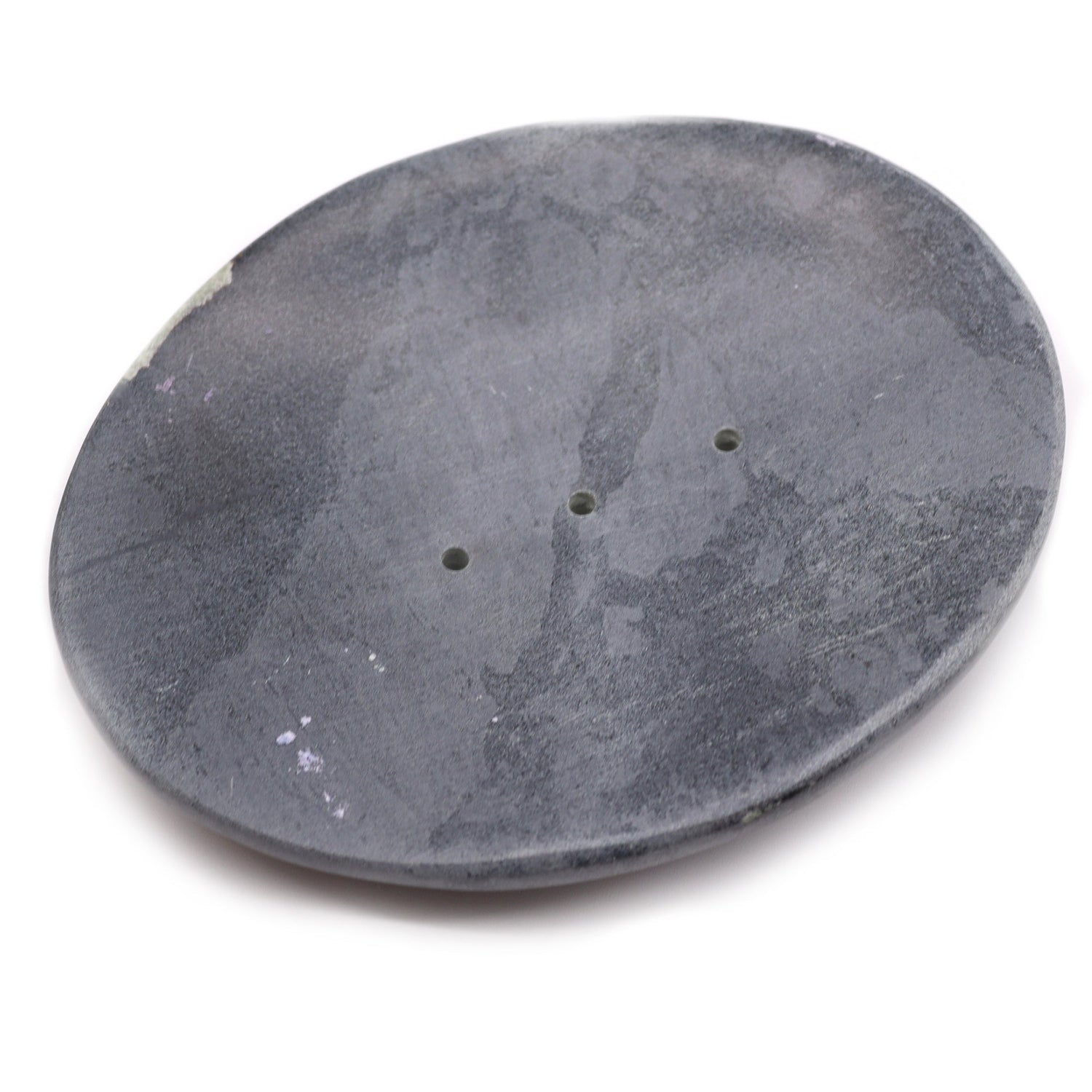 Elegant Grey Soapstone Oval Soap Dish with Drainage Holes - 10x12cm | Timeless Bathroom Décor - SHAMTAM.COM