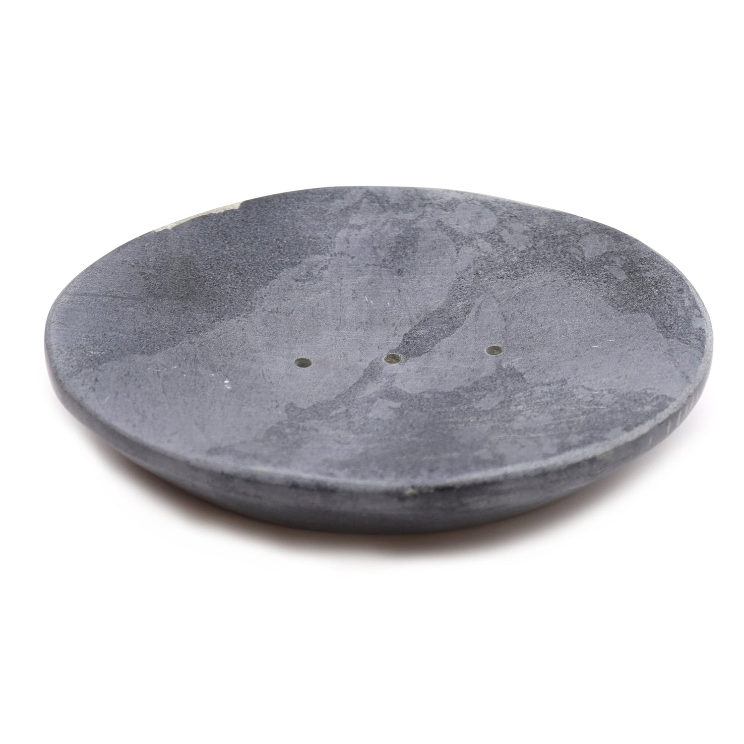 Elegant Grey Soapstone Oval Soap Dish with Drainage Holes - 10x12cm | Timeless Bathroom Décor - SHAMTAM.COM